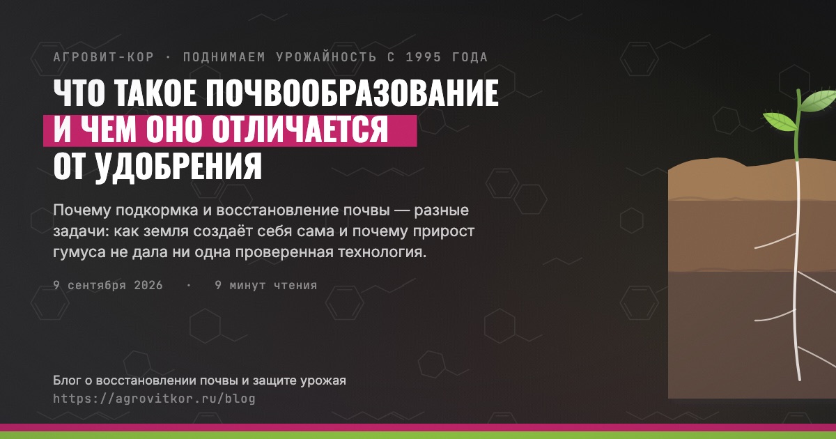Что такое почвообразование и чем оно отличается от удобрения — иллюстрация к статье блога АГРОВИТ-КОР