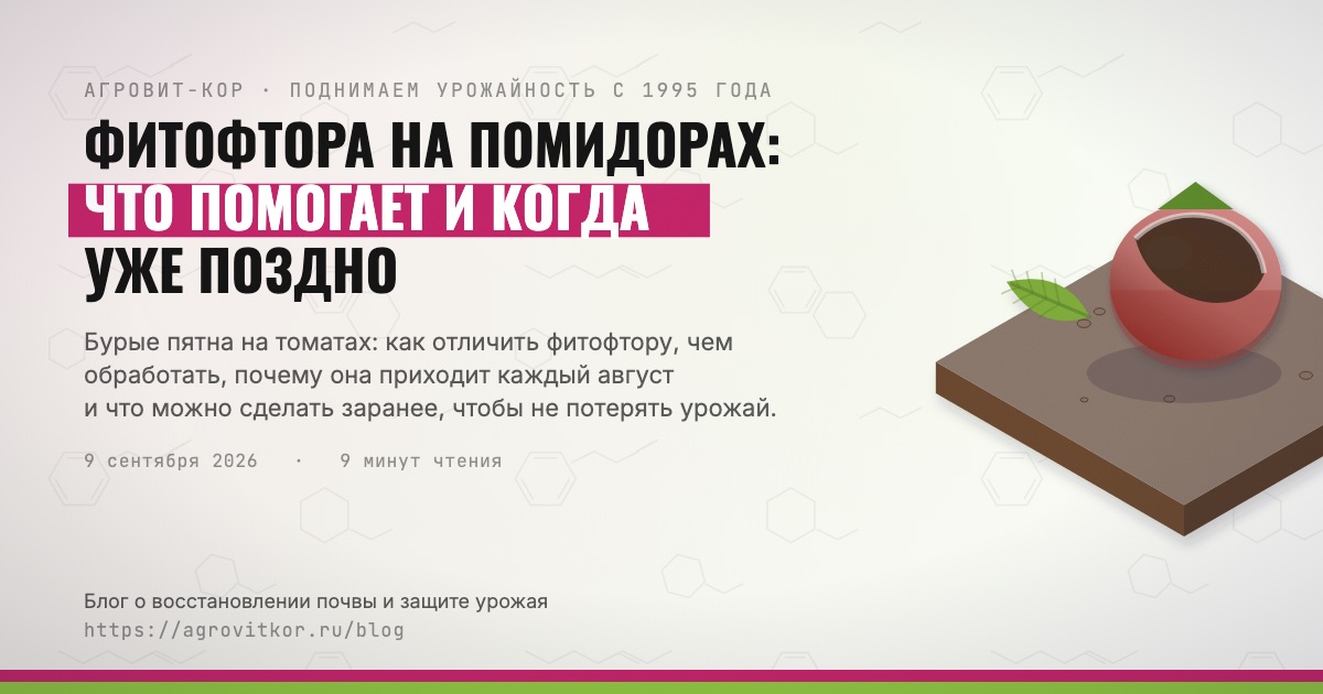 Фитофтора на помидорах: что помогает и когда уже поздно — иллюстрация к статье блога АГРОВИТ-КОР