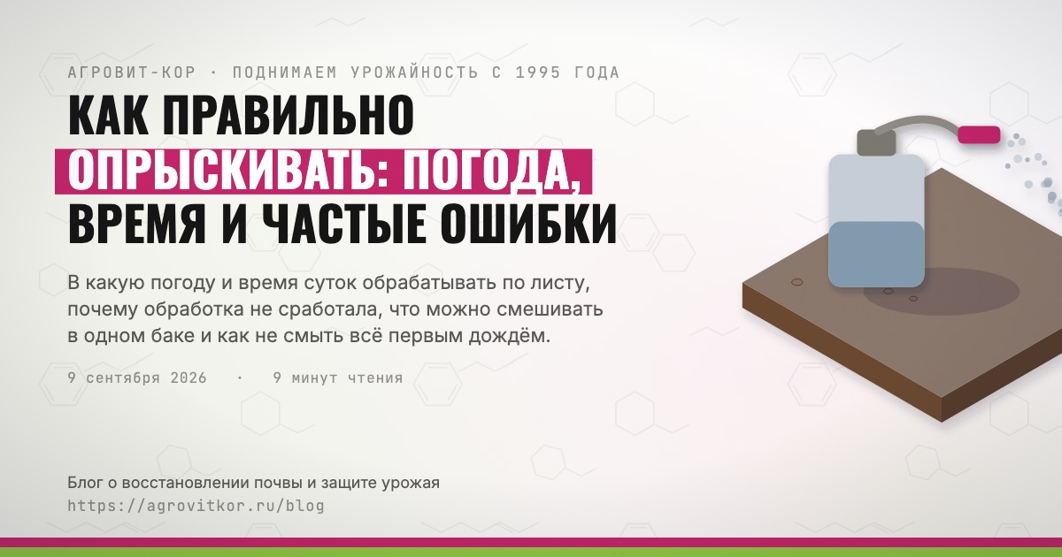 Как правильно опрыскивать: погода, время и частые ошибки — иллюстрация к статье блога АГРОВИТ-КОР