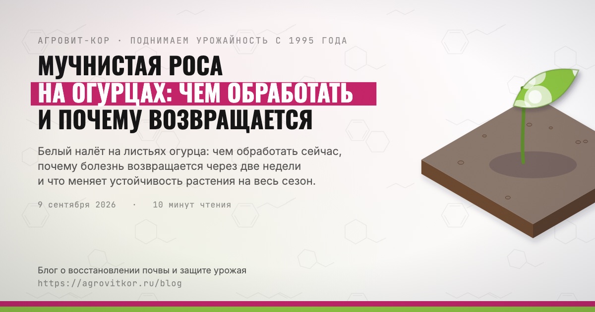 Мучнистая роса на огурцах: чем обработать и почему возвращается — иллюстрация к статье блога АГРОВИТ-КОР