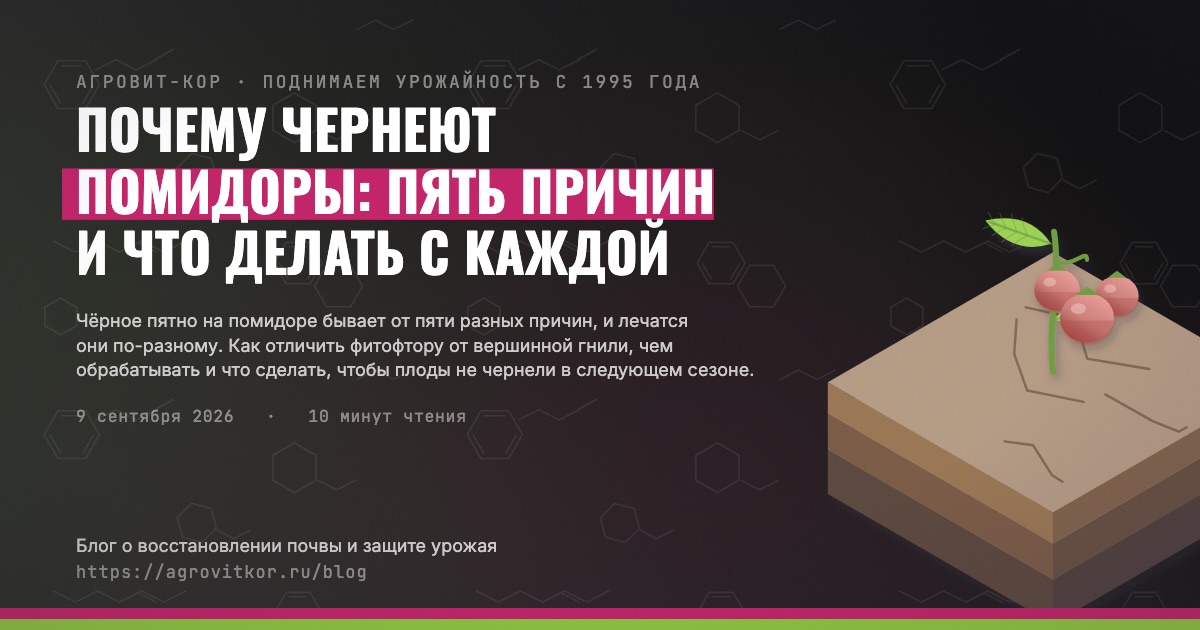 Почему чернеют помидоры: пять причин и что делать с каждой — иллюстрация к статье блога АГРОВИТ-КОР