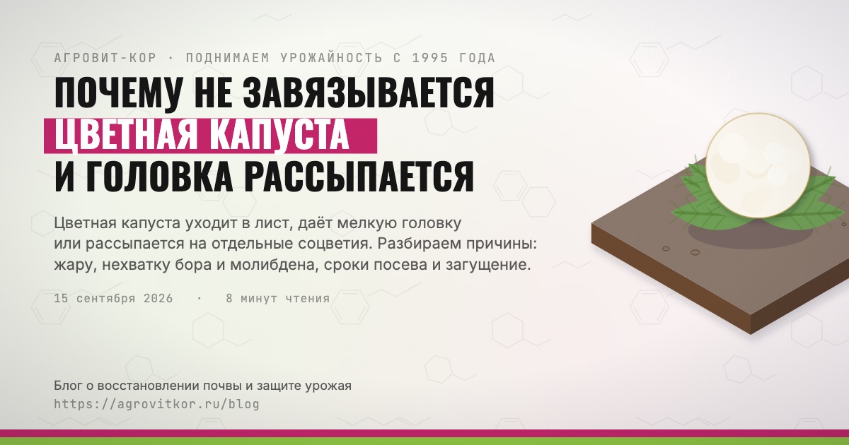 Почему не завязывается цветная капуста и головка рассыпается — иллюстрация к статье блога АГРОВИТ-КОР
