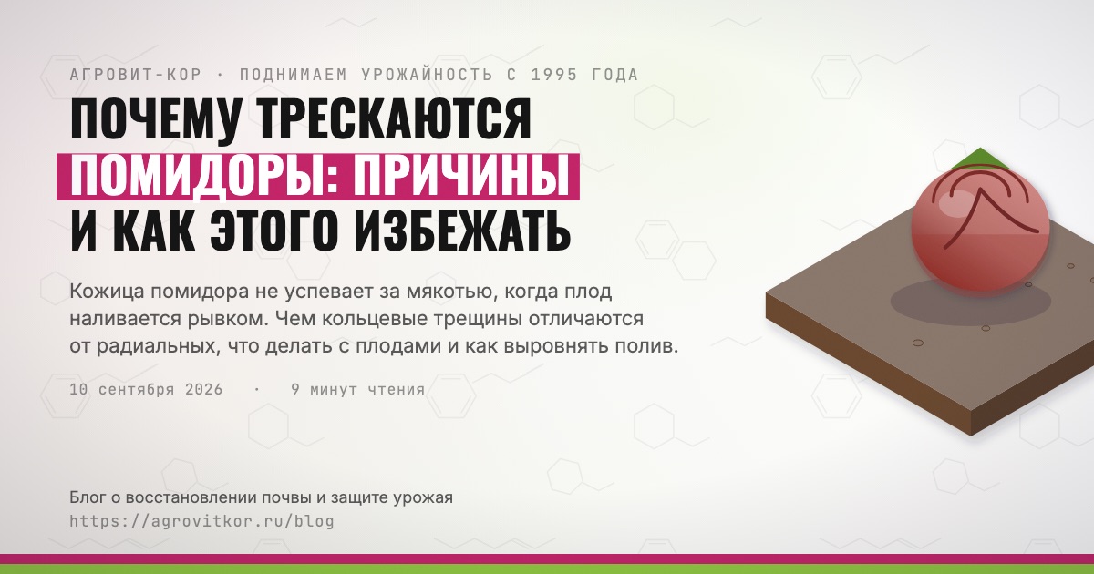 Почему трескаются помидоры: причины и как этого избежать — иллюстрация к статье блога АГРОВИТ-КОР